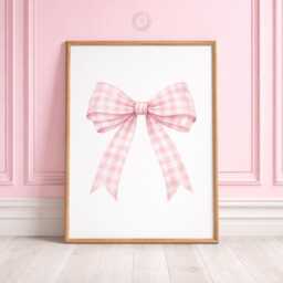 Pink Bow Nursery Prints - Set Of 3 Girls Wall Art, Custom Name Decor - thumbnail 3