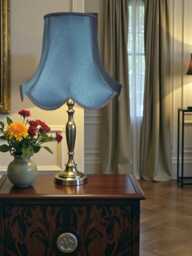 Slate Blue Fabric Lampshade Handmade For Standard Lamps, Pendants, Clip-On Lights