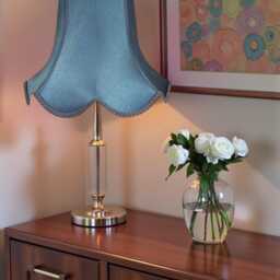 Slate Blue Fabric Lampshade Handmade For Standard Lamps, Pendants, Clip-On Lights - thumbnail 3