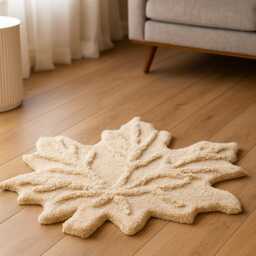 Maple Leaf Rug, Autumn Decor. Scandinavian-style Beage Rug. Bathroom Handmade Christmas Gifts, Home - thumbnail 2