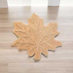 Maple Leaf Rug, Autumn Decor. Scandinavian-style Beage Rug. Bathroom Handmade Christmas Gifts, Home - thumbnail 3
