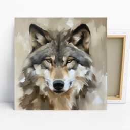 Wolf Art, Canvas Or Poster, Contemporary Rustic Scandinavian Decor, Living Room Bedroom Office Entryway Wall Brown Beige Grey Black - thumbnail 1