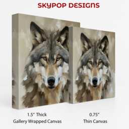Wolf Art, Canvas Or Poster, Contemporary Rustic Scandinavian Decor, Living Room Bedroom Office Entryway Wall Brown Beige Grey Black - thumbnail 2