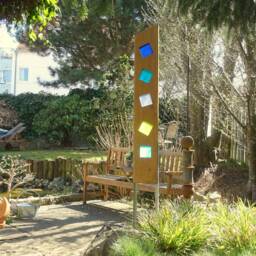 Garden Sculpture Made Of Wood & Glass. A Unique, Handmade, Weatherproof Garden Decoration - thumbnail 3