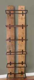 Rustic Oak Whiskey Barrel Stave Wine Bottle Holder/Drinks Rack With 6 Metal Brackets Handmade Wall Mounted Gifts - thumbnail 3