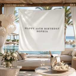 Custom Happy Birthday Backdrop, Personalised Name Flag, Banner, Fabric Sign, Tapestry, Boho Wall Deco - thumbnail 3
