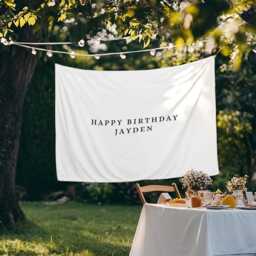 Custom Happy Birthday Backdrop, Personalised Name Flag, Banner, Fabric Sign, Tapestry, Boho Wall Deco - thumbnail 4