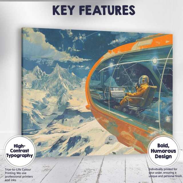 Futuristic Space Explorer Observatory Snow Mountain Landscape Canvas Wall Art Print Decor Picture Ready To Hang - image 1