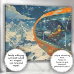 Futuristic Space Explorer Observatory Snow Mountain Landscape Canvas Wall Art Print Decor Picture Ready To Hang - thumbnail 3
