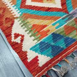 Classic Runner Rug, Handmade Artisan Afghan Turkish Scandinavian Navajo Bohemian Wool Flatweave Multicolour Kilim Rug 191x62 cm - thumbnail 2