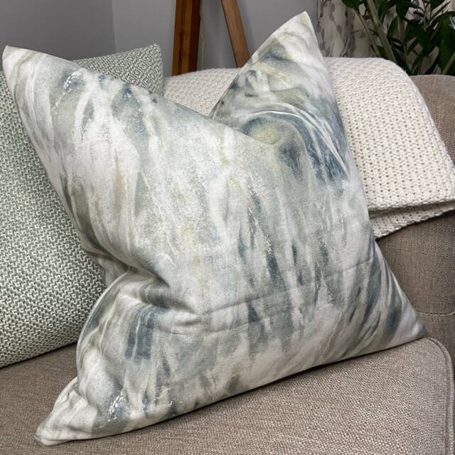 Brome Fabric By Villa Nova, Nordic Cushion Cover, Throw Pillow Cover - Double Sided Abstract Design Duck Egg - image 1