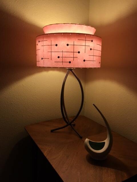 Mid Century Vintage Style Tapered 2 Tier Fiberglass Lamp Shade Modern Atomic Pink - image 1