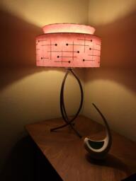 Mid Century Vintage Style Tapered 2 Tier Fiberglass Lamp Shade Modern Atomic Pink - thumbnail 1
