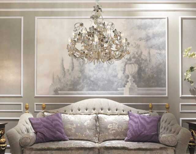 Made in Italy 12 Lights Wrought Iron Chandelier, Smokey Crystals Chandelier - image 1