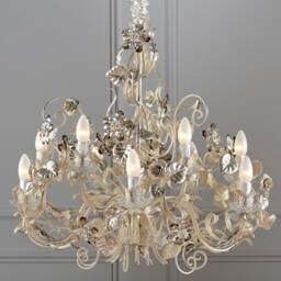 Made in Italy 12 Lights Wrought Iron Chandelier, Smokey Crystals Chandelier - thumbnail 2