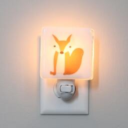 Fox Fused Glass Nightlight - Woodland Creature Kids Room Decor Nursery Baby Shower Gift - thumbnail 2