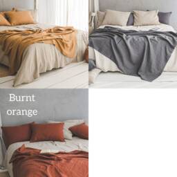 Linen Throw Blanket in Various Colors, Dark Grey Linen Blanket, Thick Bed Throw, Heavyweight Softened Sofa Throw - thumbnail 4