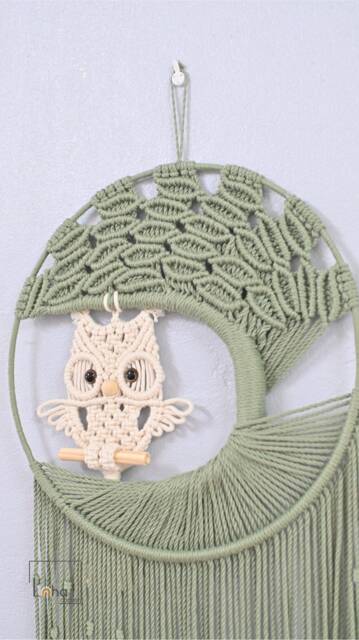Macrame Owl Tree Of Life Wall Hanging Boho Home Decor - image 1