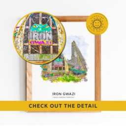 Iron Gwazi, Busch Gardens Tampa Theme Park Print A3-A4-A5-A6 - thumbnail 3