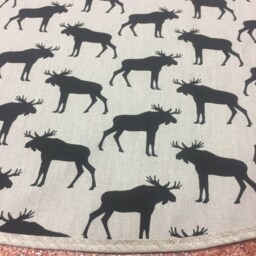 Handmade Linen Christmas Tree Skirt Deer Print, Scandinavian Decor - thumbnail 3