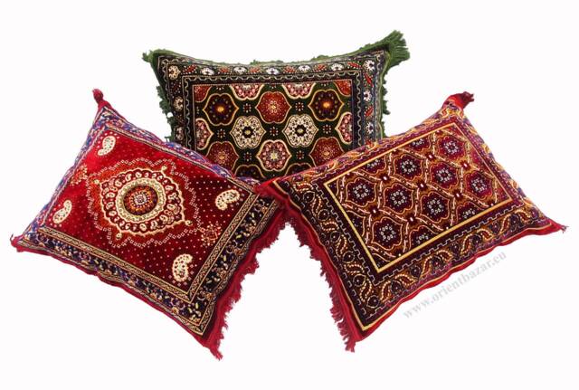 80x58 cm Handmade Orient Afghan Nomad Rug Seat Cushions Floor Cushion Pillow Turkmen 1001 Night - Including Filling - image 1