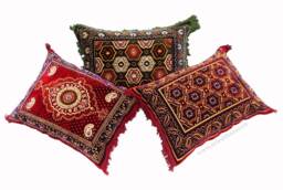 80x58 cm Handmade Orient Afghan Nomad Rug Seat Cushions Floor Cushion Pillow Turkmen 1001 Night - Including Filling - thumbnail 1