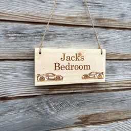 Personalised Wooden Name Sign - Race Car Bedroom Door Plaque, Playhouse Decor - thumbnail 2
