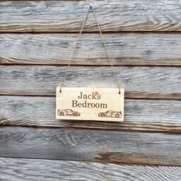 Personalised Wooden Name Sign - Race Car Bedroom Door Plaque, Playhouse Decor - thumbnail 1