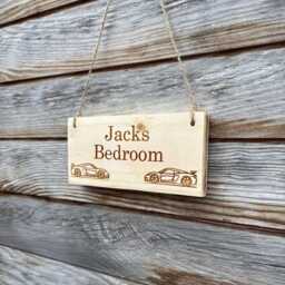Personalised Wooden Name Sign - Race Car Bedroom Door Plaque, Playhouse Decor - thumbnail 3