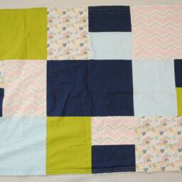 Floral Patchwork Baby Girl Blanket - Green, Blue & Pink Blanket, Nursery Decor. Shower Gift, Minky Blanket - thumbnail 3
