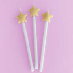 Yellow Star Shaped Birthday Candle Set - x3