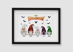 Personalized Halloween Gnome Family Print, Gonk Gift - Digital Option - thumbnail 1