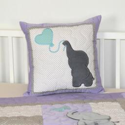 Elephant Pillow Decorative Kids Boy Nursery Decor, Teal Puprle Gray - thumbnail 2