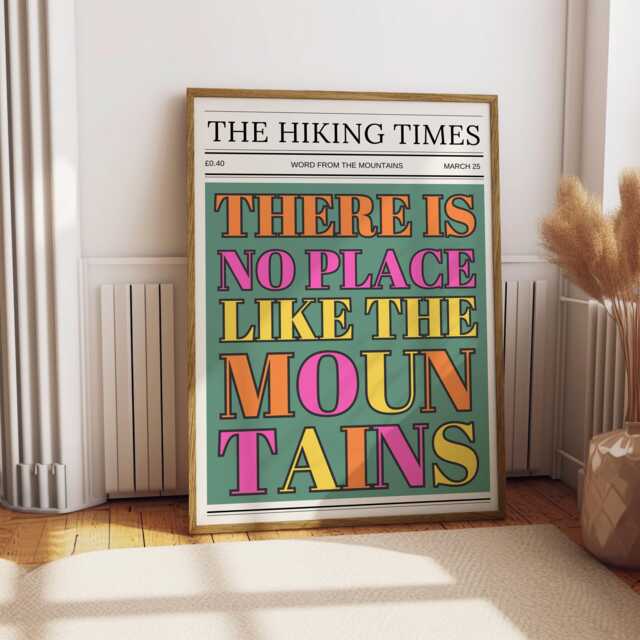 Hiking Times News Print Minimalist Mountain Poster - image 1