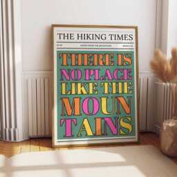 Hiking Times News Print Minimalist Mountain Poster - thumbnail 1