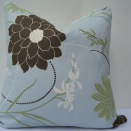 Floral Pillow Cover, Designer Cotton Spa Blue Accent Cushion 20 - thumbnail 2