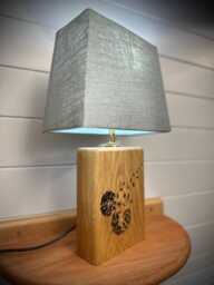 Solid Florian Oak Handmade Lamp - Dandelion Light Etch Design - thumbnail 1