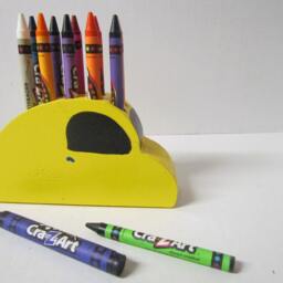 Handmade Wooden Car Crayon Holder Safe Toddler Toy - thumbnail 2