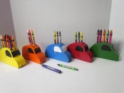 Handmade Wooden Car Crayon Holder Safe Toddler Toy