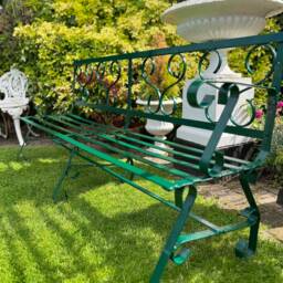 French Victorian 19Th Century Wrought Iron Garden Strap Bench - thumbnail 2