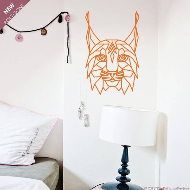 Geometric Lynx Head Wall Decal Polygon Animal Sticker - image 1