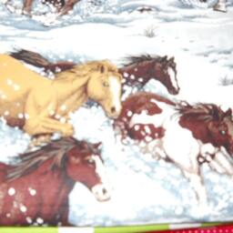 Madieb Wild Horses in The Snow Fitted Crib Or Toddler Bed Sheet - thumbnail 3