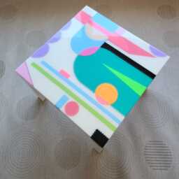 Square Colorful Boho Resin Coffee Table Groovy Side Table - thumbnail 2