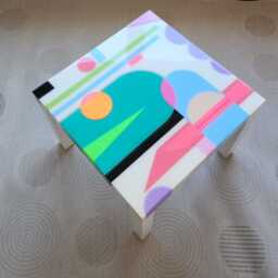 Square Colorful Boho Resin Coffee Table Groovy Side Table - thumbnail 4