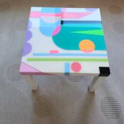 Square Colorful Boho Resin Coffee Table Groovy Side Table - thumbnail 3