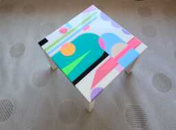 Square Colorful Boho Resin Coffee Table Groovy Side Table