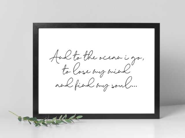 To The Ocean I Go - Landscape Wall Print, Framed Poster Hold Me Closer Tiny Dancer Home Decor Gift A5 A4 A3 - image 1