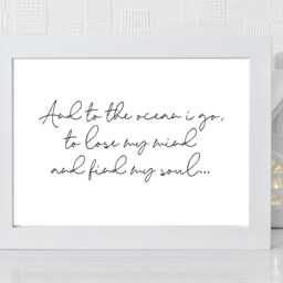 To The Ocean I Go - Landscape Wall Print, Framed Poster Hold Me Closer Tiny Dancer Home Decor Gift A5 A4 A3 - thumbnail 3