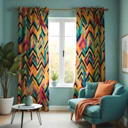 Colorful Chevron Curtains, Bold Geometric Zigzag Drapes, Modern Custom Made Panels, Vibrant Abstract Window Treatment For Living Room - thumbnail 3