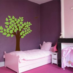 Large Wall Tree Nursery Decal Girl Room Decor With Leaves & Birds 1137 - 8 Feet Tall - thumbnail 3